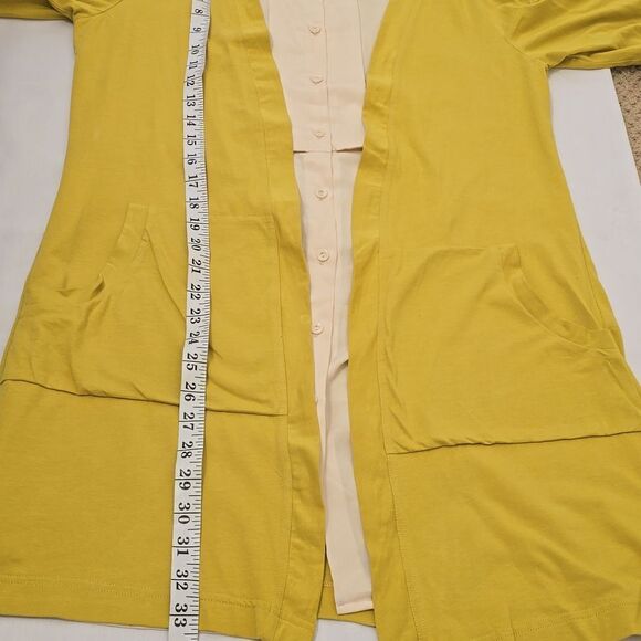 Miu Miu Yellow Button Down Shirt with 3/4 Sleeve and Mandarin Collar L - Picture 5 of 9
